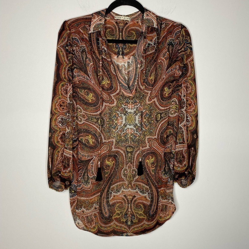 Alice + Olivia Sterling Tunic Brown Paisley XS